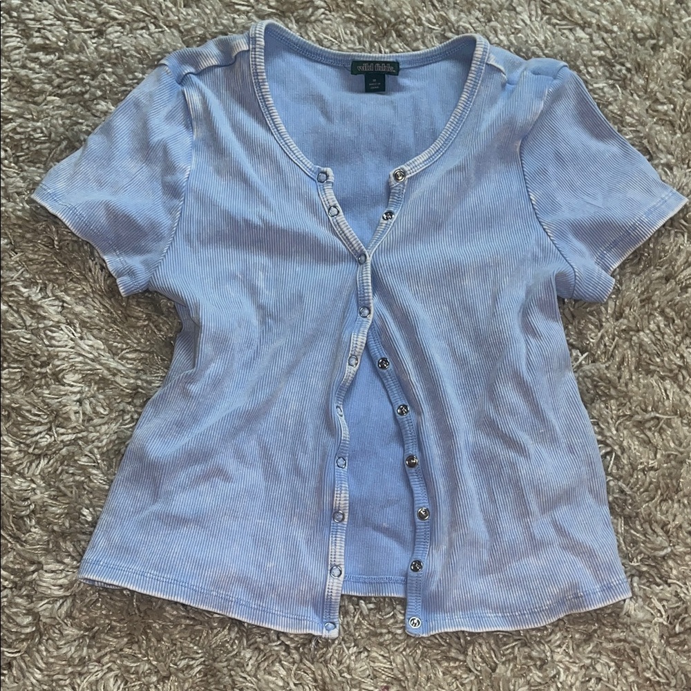 Light blue Short Sleeve Button up top